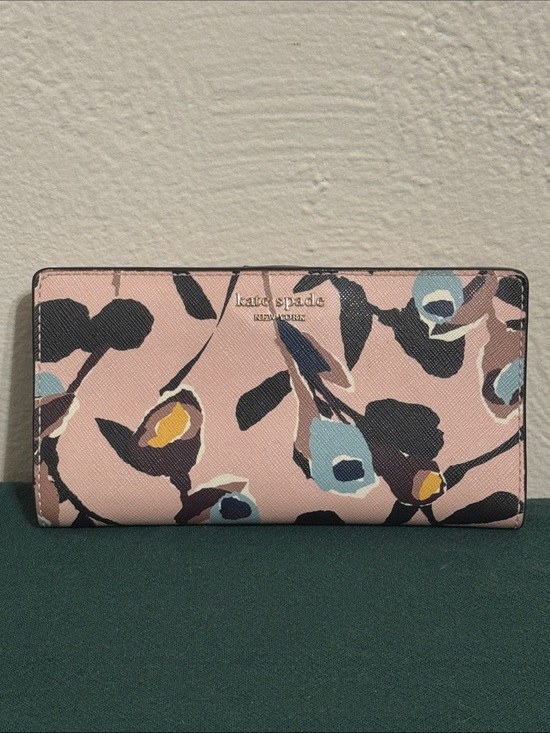 kate spade Handbags - kate spade Pink Floral Print Continental Wallet with Blue Accents